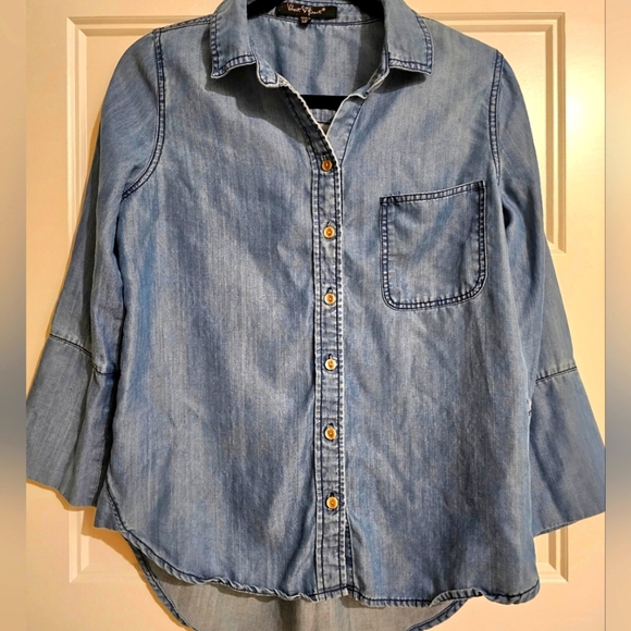 Velvet Heart Long Sleeve Jean Shirt sz xs - Picture 2 of 5